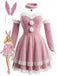 Rosa 50er trägerloses Hasen-Cosplay-Set mit Samt