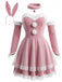 Rosa 50er trägerloses Hasen-Cosplay-Set mit Samt