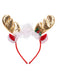 Weißes 60er schulterfreies Kunstfell-Minikleid mit Geweih-Haarreif