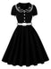 50er Swingkleid mit Blumenstickerei und Peter-Pan-Kragen