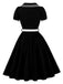 50er Swingkleid mit Blumenstickerei und Peter-Pan-Kragen