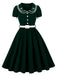 50er Swingkleid mit Blumenstickerei und Peter-Pan-Kragen