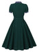 Grünes 50er Swingkleid mit Polka-Dots und Puffärmeln