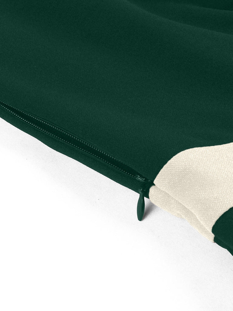 Grünes 50er Colorblock-Kleid mit Karree-Ausschnitt und Halbärmeln