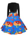 50er Halloween Swingkleid mit Kürbis und Blütenkragen