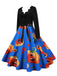 50er Halloween Swingkleid mit Kürbis und Blütenkragen