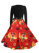 50er Halloween Swingkleid mit Kürbis und Blütenkragen