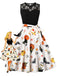 Ärmelloses 50er Halloween-Kleid mit Spitze und Bindegürtel