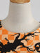 50er Halloween Swingkleid mit Kürbis- und Eulen-Print
