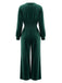 50er Samt-Jumpsuit mit V-Ausschnitt und Smok