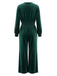 50er Samt-Jumpsuit mit V-Ausschnitt und Smok