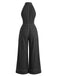40er Jeans-Overall mit Neckholder und weitem Bein