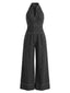 40er Jeans-Overall mit Neckholder und weitem Bein