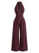 40er Jeans-Overall mit Neckholder und weitem Bein