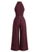 40er Jeans-Overall mit Neckholder und weitem Bein