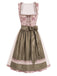 Rosa 50er Kleid mit Eckiger Ausschnitt und Blumen