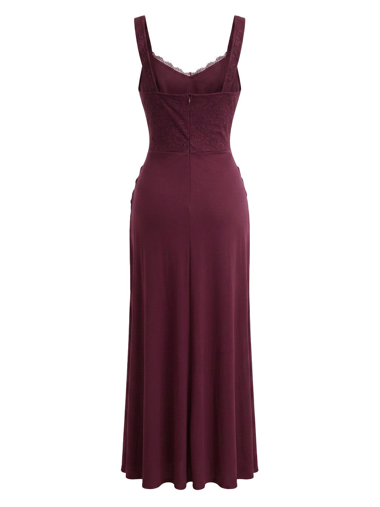 30er Maxikleid mit Spitze und Raffung