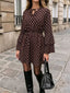 Braunes 60er Minikleid mit Polka-Dots und Glockenärmeln