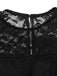 Schwarzes 60er Minikleid mit Blumen-Spitze und Langarm