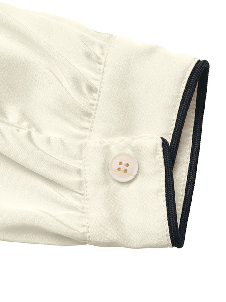 Beige 30er Satinbluse & gepunkteter Meerjungfrauenrock