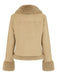Khaki 50er Jacke mit Kunstfellbesatz und Taschen
