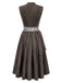 Graues 50er Kleid mit Karree-Ausschnitt und Blumenstreifen-Schürze