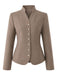 Khaki 50er Jacke mit Stehkragen und Knöpfen