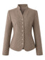 Khaki 50er Jacke mit Stehkragen und Knöpfen