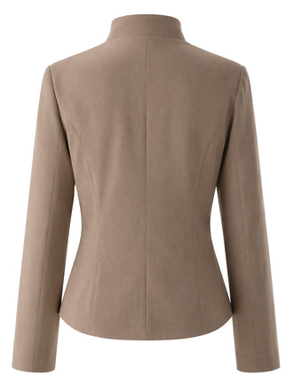 Khaki 50er Jacke mit Stehkragen und Knöpfen