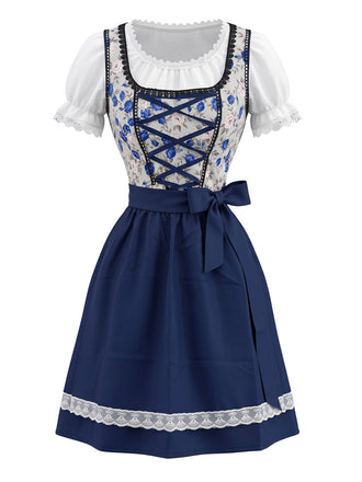 50er Oktoberfest-Dirndlset mit Blumen und Schürze