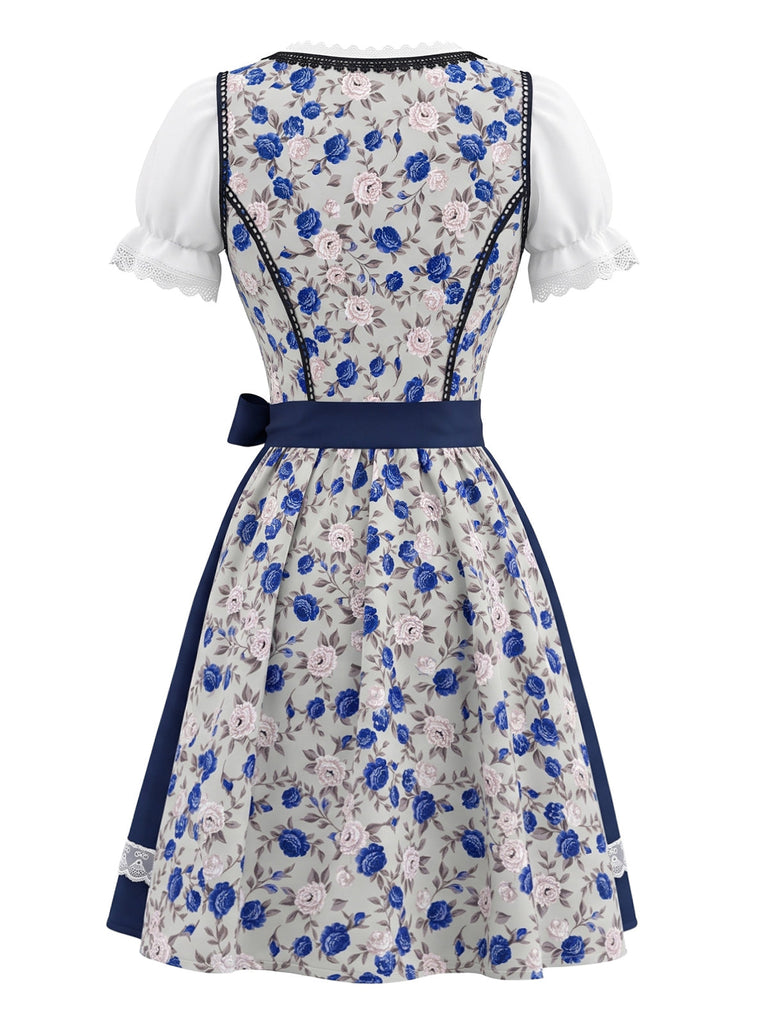 50er Oktoberfest-Dirndlset mit Blumen und Schürze