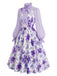 50er Set aus Bluse mit Schleifenkragen & Blumen-Trägerkleid