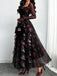 80er Maxikleid mit Leoparden-Print und Rüschen
