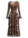 80er Maxikleid mit Leoparden-Print und Rüschen