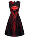 50er Gothic-Vampir-Kleid mit Fledermaus-Mond-Print