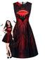 [Vorverkauf] 50er Gothic-Vampir-Kleid mit Fledermaus-Mond-Print