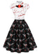 50er Halloweenkleid mit Augapfel- und Fledermausprint