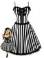[Vorverkauf] 50er Streifen-Swingkleid mit Spaghettiträgern