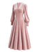 Rosa 30er Samtkleid mit Spitzenkragen und Langarm