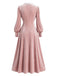 Rosa 30er Samtkleid mit Spitzenkragen und Langarm