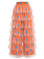 Orange 70er Disco Hose mit Polka-Dots und Rüschen