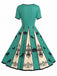 Türkises 50er Steampunk Kleid mit Raben und Kürbis