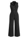 50er Utility-Jumpsuit ohne Ärmel mit Revers, Knöpfen und Taschen
