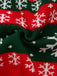 Rote & grüne kurze 50er Weihnachts-Strickjacke mit Schneeflocken