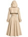 Khaki 50er Kapuzenkleid mit Zweiteiler-Optik und Gürtel