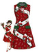 Ärmelloses 60er A-Linien-Kleid mit Weihnachtsprint und Schleife