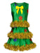Grünes 70er ärmelloses A-Linien-Kleid mit Weihnachtsbaum