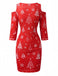 60er Bleistiftkleid mit Cold Shoulder, Tannenbaum und Schneeflocken