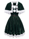 Grünes 50er Weihnachts-Samt-Bandeaukleid und Cape