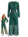 50er Pailletten-Jumpsuit mit V-Ausschnitt und Langarm